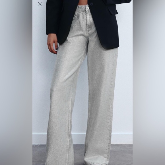 🔥🔥zara wide leg rhinestone jeans - Picture 1 of 6